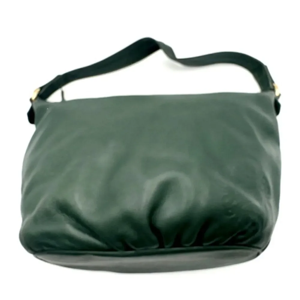 Auth Loewe Green Pebble Grain Leather Anagram Hobo Shoulder Bag Preloved Purse